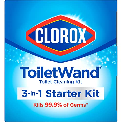 Clorox ToiletWand Disposable Toilet Cleaning Kit, Toilet Brush, Toilet and Bathroom Cleaning System with Storage Caddy and 6 Disinfecting ToiletWand Refill Heads (Package May Vary)