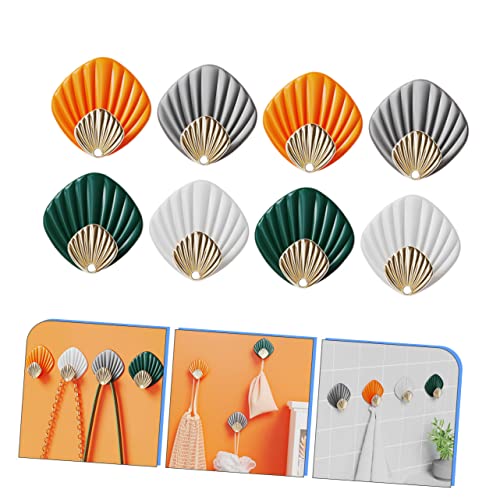 TIDTALEO 8pcs Wall Hook Plastic Hooks for Hanging Office Decore Wall Hanging Hooks Dorm Room Essentials for College Students Girls Shell Coat Hooks Dorm Essentials Wall Storage Hook Abs Key