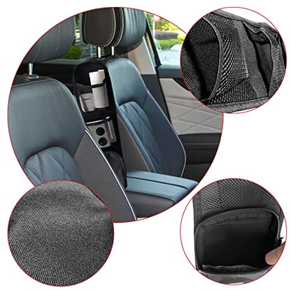 QUICTO 2PCS Car Seat Storage Hanging Bag, Multi-Pocket Seat Side Organizer, Car Multifunctional Storage Mesh Net Pocket, Can Hold Mobile Phone, Wallet, Glasses, Suitable for Cars, SUVs, Trucks