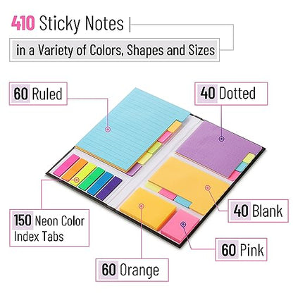 Mr. Pen- Sticky Notes Set, 410 Pack, School Supplies, Office Supplies, Planner Sticky Note Dividers Tabs, Book Notes, Bible Sticky Notes