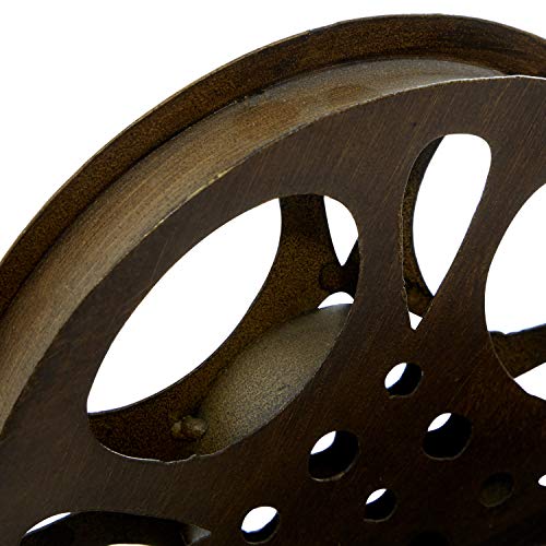 Deco 79 Metal Film Reels Sculpture, 11" x 5" x 16", Brown