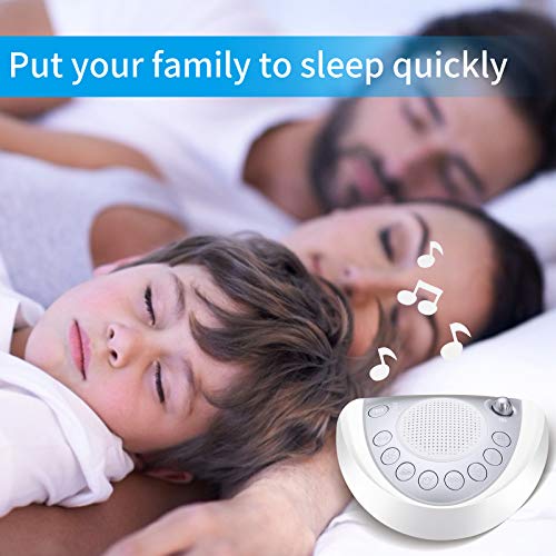 White Noise Machine Raynic Sound Machine Portable Sleep Machine with 24 Natural Soothing Sounds, Timer, USB Port, Headphone Jack for Baby, Kids, Adults, Travel, Office, Home (Silver)