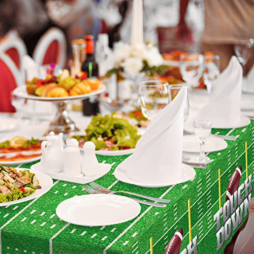 Football Theme Party Disposable Tablecloth Plastic Touchdown Table Cover for Birthday Party Football Party Games Decoration 54 X 108Inch 3 Pack for Football Gameday Tailgate Party