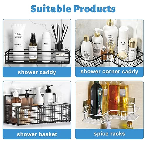 Chris.W 4 Pack Clear Adhesive Suction Sticker for No Drilling Bathroom Shower Shelf Accessories, Super Strong Adhesive Wall Sticker for Shower Caddy and More