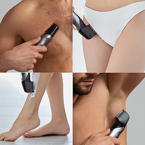 Panasonic Body Groomer for Men and Women, Unisex Wet/Dry Cordless Electric Body Hair Trimmer with 2 Comb Attachments, Multi-Directional Shaving in Sensitive Areas - ER-GK80-S (Black)