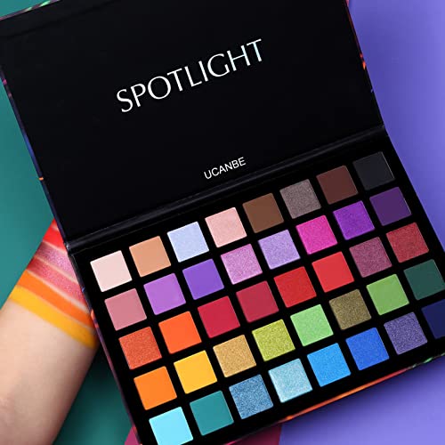 UCANBE Spotlight Eyeshadow Palette Professional 40 Color Eye Shadow Matte Shimmer Makeup Pallet Highly Pigmented Colorful Powder Long Lasting Waterproof Eye Shadow