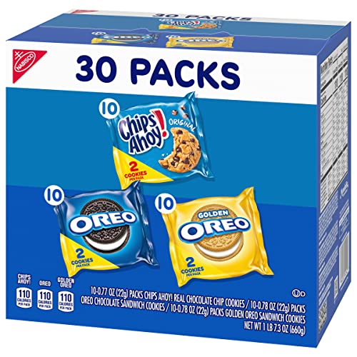 Nabisco Sweet Treats Cookie Variety Pack OREO, OREO Golden & CHIPS AHOY!, 30 Snack Packs (2 Cookies Per Pack)