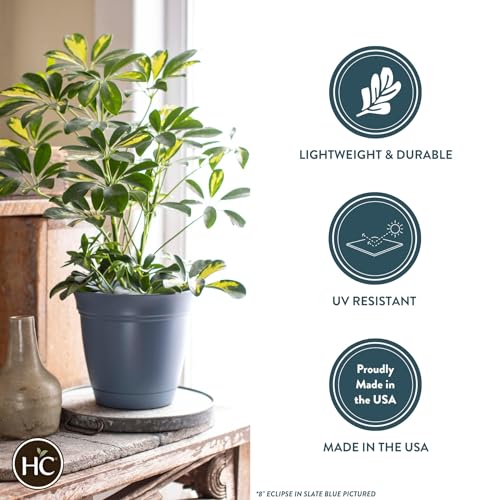 The HC Companies 6 Inch Eclipse Round Planter with Saucer - Indoor Outdoor Plant Pot for Flowers, Vegetables, and Herbs, Sandstone