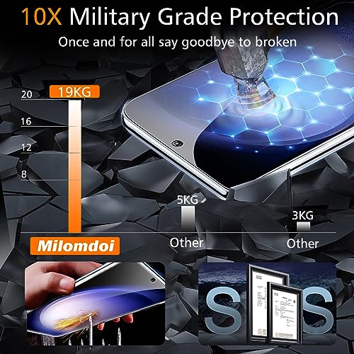 Milomdoi 3 Pack Screen Protector for Samsung Galaxy S23 Plus 6.6 Inch with 3 Pack Tempered Glass Camera Lens Protector, Ultra 9H Accessories, Case Friendly, Mounting Frame, 2.5D Curved - HD