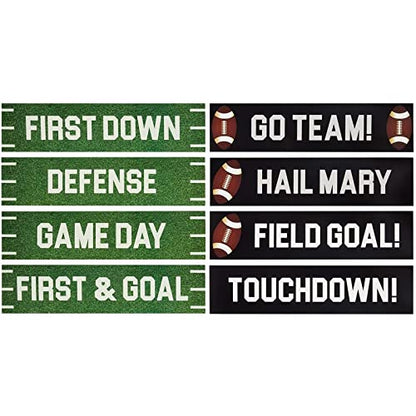 Football Party Decorations, Cutout Signs for Sports and Tailgate Parties (4x17 Inches, 8 Pack)