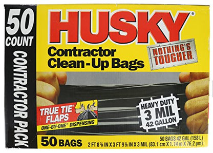 Husky 42 Gallon Contractor Clean-Up 3-Mil Trash Bags (50-Count)