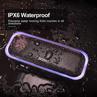 DOSS SoundBox Pro Bluetooth Speaker with 20W Stereo Sound, Active Extra Bass, IPX6 Waterproof, Bluetooth 5.0, TWS Pairing, Multi-Colors Lights, 20 Hrs Playtime, Speaker for Beach, Outdoor(Upgraded)