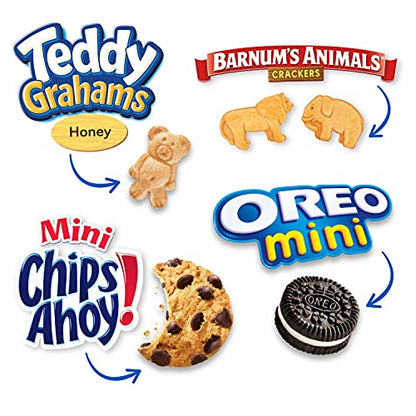 Nabisco Team Favorites Variety Pack, OREO Mini, CHIPS AHOY! Mini, Teddy Grahams Honey & Barnum's Animal Crackers, 30 Snack Packs