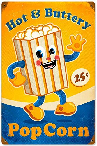 Vintage Retro Pop Corn Movie Cinema Home Theater Metal Sign Unique Wall Decor