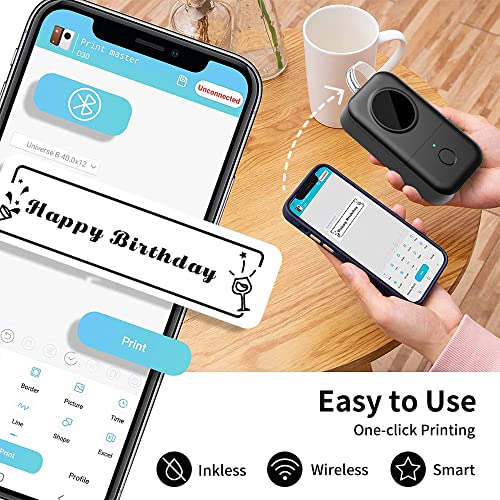 Phomemo D30 Label Maker, Mini Thermal Label Printer Portable Sticker Maker, Bluetooth Inkless Label Makers with Tape for HomeSmall BusinessProductsOrganizing Work for 0.23 0.35 0.47 inch 12mm Tape