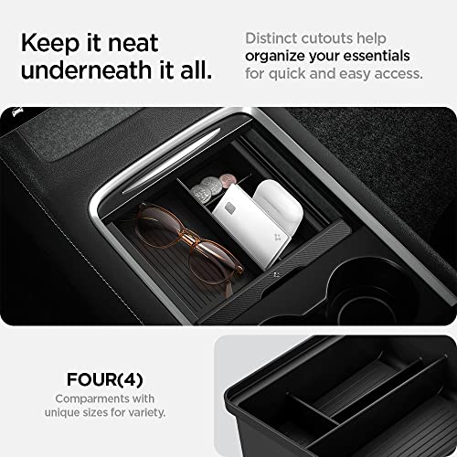 Spigen Console Organizer Tray(Carbon Edition) Designed for Tesla Model 3/Y with Smooth Slide Technology 2023/2022