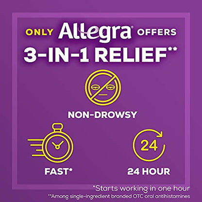 Allegra 24HR Adult Non-Drowsy Antihistamine Tablets, 100-Count, 24-Hour Allergy Relief, 180 mg