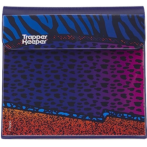 Trapper Keeper Binder, Retro Design, 1 Inch Binder, 2 Folders and Extra Pocket, Metal Rings and Spring Clip, Secure Storage, Animal, Mead School Supplies (260038CP1-ECM)