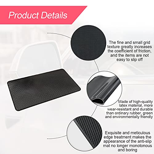 Car Dashboard Anti-Slip Rubber Pad, 10.6 x 5.9 Universal Non-Slip Car Magic Dashboard Sticky Adhesive Mat for Phones Sunglasses Keys Electronic Devices and More Use (Black/Grid)