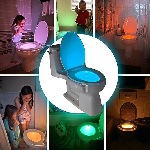 The Original Toilet Night Light Tech Gadget. Fun Bathroom Motion Sensor LED Lighting. Weird Novelty Funny Birthday Gag Stocking Stuffer Gifts Ideas for Him Her Guy Men Boy Toddler Mom Papa Brother