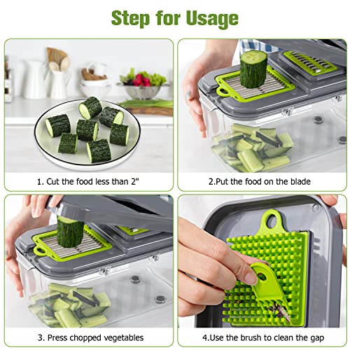 New 2022 Vegetable Chopper Dicer Onion Chopper, 22 in 1 Food Chopper Fruits Cutter with 14 Stainless Steel Blades, Adjustable Slicer, Vegetable Cutter with Drain Rack Storage Container, Kitchen Gadget