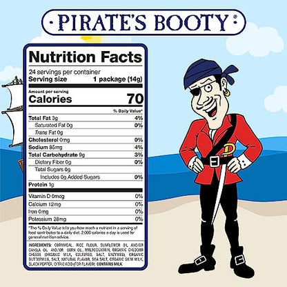 Pirate's Booty Aged White Cheddar Cheese Puffs, Gluten Free, Healthy Kids Snacks, Kids snacks for lunch box, 0.5 Ounce (Pack of 24)