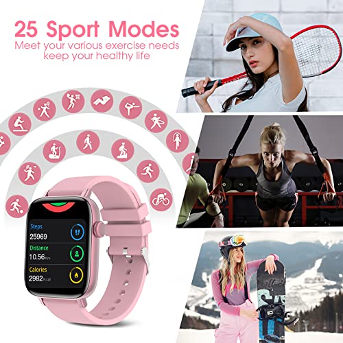 LOJUSIMEH Smart Watch for Android iOS(Answer/Make Call) - 1.9" Full Screen Smartwatch for Women, 25 Sport Modes, Fitness Tracker Smart Watch with Heart Rate Sleep Monitor, BP, SpO2, Step Counter