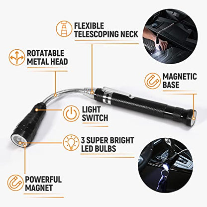 KEZKALS Gifts for Men, LED Magnetic Flashlight Birthday Gifts for Women, Telescoping Magnet Pickup Tool Gifts for Him, Cool Gadgets Tools for Men, Boyfriend, Husband, Grandpa, Men Gifts Cool Stuff