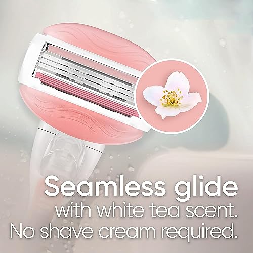 Gillette Venus ComfortGlide Razors for Women, 1 Razor, 4 Razor Blade Refills, White Tea Scented Gel Bars (Pack of 1)