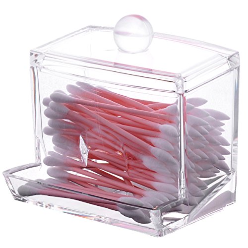 Sooyee Qtip Holder Restroom Organizer,Acrylic Q Tip Storage Organizer,Cotton Swab Holder,Qtip Dispenser,Clear