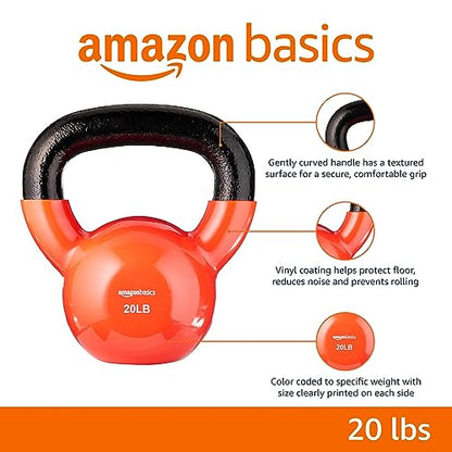 Amazon Basics Vinyl Kettlebell - 20 Pounds, Orange