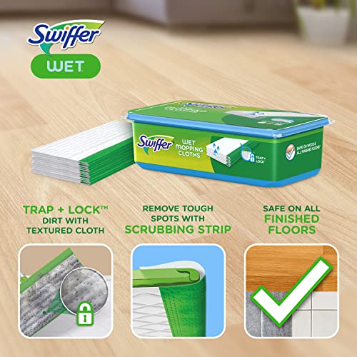 Swiffer Sweeper 2-in-1 Mops for Floor Cleaning, Dry and Wet Multi Surface Floor Cleaner, Sweeping and Mopping Starter Kit, Includes 1 Mop + 19 Refills, 20 Piece Set