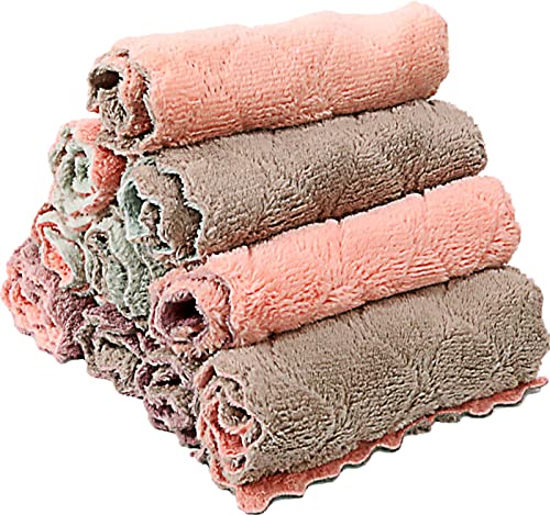 10 Pack Kitchen Cloth, Microfiber Dish Towels Washcloths, Super Absorbent Coral Velvet Dishtowels, Premium Cleaning Cloths,Non-Stick Oil Quick Dry Dish Towels, Soft Tea Towels, Table Cleaning Cloths.