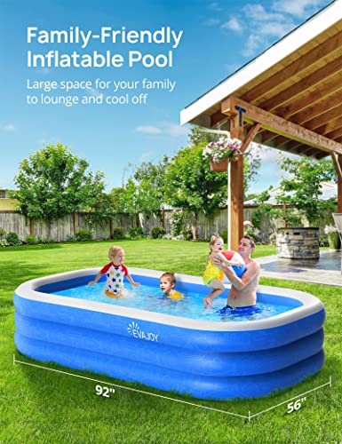 Inflatable Pool, EVAJOY 92''×56''×20'' Inflatable Swimming Pool for Summer Water Party BPA-Free Above Ground Blow Up Kiddie Pool Ball/Sand Pit,Backyard Outdoor Indoor Age 3+