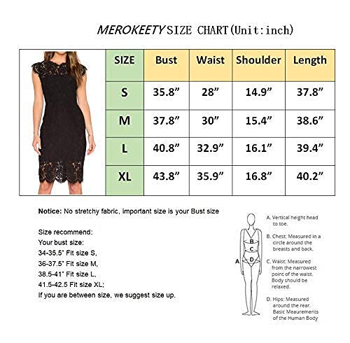 MEROKEETY Women's Sleeveless Lace Floral Elegant Cocktail Dress Crew Neck Knee Length for Party A-Black