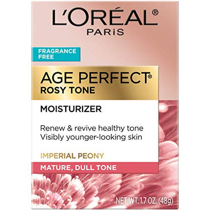 L'Oreal Paris Age Perfect Rosy Tone Anti-Aging Face Moisturizer, Renew & Revive Healthy Tone, Fragrance Free, 1.7 oz