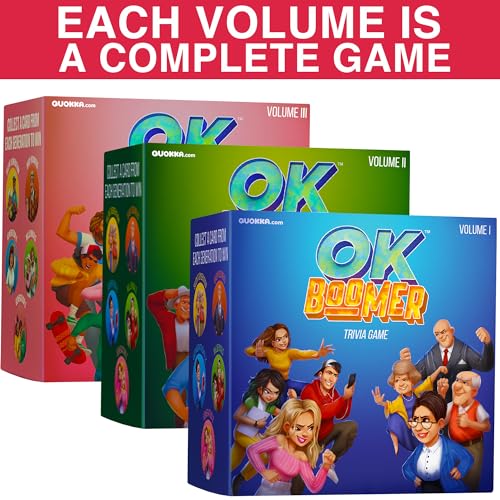 QUOKKA OK Boomer Green Family Games for Kids and Adults - Board Games for Family Night Trivia Card Games for Adults and Family Volume l -Fun Party Millennials Versus Boomers Game for All Ages 15+