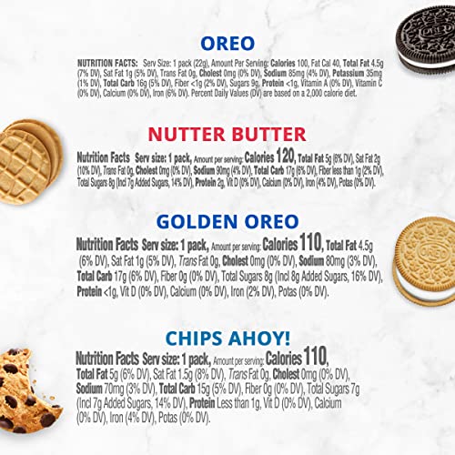 OREO Original, OREO Golden, CHIPS AHOY! & Nutter Butter Cookie Snacks Variety Pack, School Lunch Box Snacks, 56 Snack Packs (2 Cookies Per Pack)