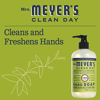 Mrs. Meyer's Hand Soap, Made with Essential Oils, Biodegradable Formula, Lemon Verbena, 12.5 fl. oz - Pack of 3