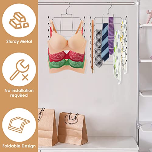 2 Pcs Closet Organizers and Storage, 8 Layer Tank Top Hangers Space Saving Bra Organizer 360° Rotating Metal Clothes Hanger Dorm Room Essentials for College Students Girls Organizer Belts Swimsuits