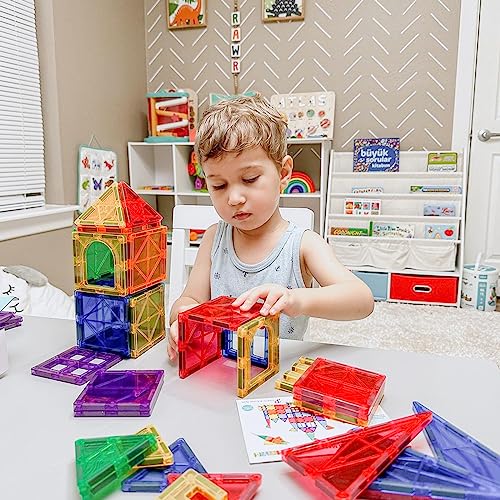 Kids Toys Magnetic Tiles Starter Set, Magnetic Blocks for Toddlers Magnet Building Toys Preschool Montessori Learning Games for 3+ Year Old Boys & Girls, Creative Classroom Supplies