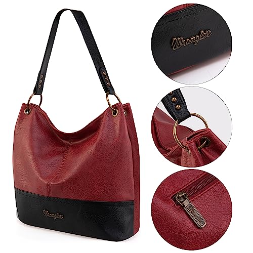 Wrangler Hobo Bags for Women Leather Tote Bag Shoulder Bag Top Handle Satchel Purses and Handbags WG20-918RD