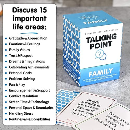 200 Family Conversation Cards - Put Down The Phones & Connect with Your Family - Get to Know Each Other Better with Meaningful Talk - Let Kids Express Themselves, Great for Dinner Table & Road Trips