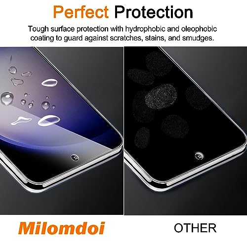 Milomdoi 3 Pack Screen Protector for Samsung Galaxy S23 Plus 6.6 Inch with 3 Pack Tempered Glass Camera Lens Protector, Ultra 9H Accessories, Case Friendly, Mounting Frame, 2.5D Curved - HD
