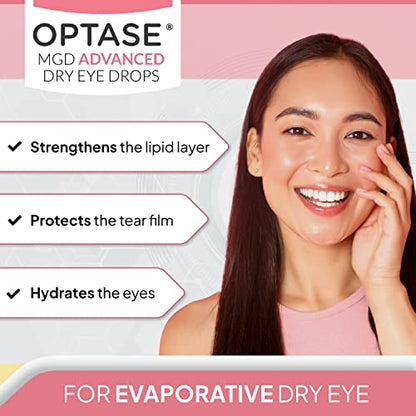 OPTASE MGD Advanced Dry Eye Drops - Preservative Free Eye Drops for Dry Eyes and MGD - Lipid-Based Artificial Tears - DEMET Technology, Multidose Bottle, Contact Lens Safe - .33 fl oz, 300 Doses