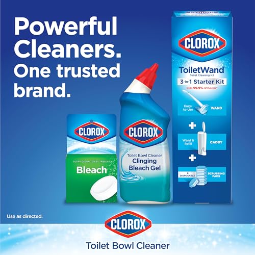 Clorox Toilet Bowl Cleaner, Clinging Bleach Gel, Ocean Mist - 24 Ounces, Pack of 2