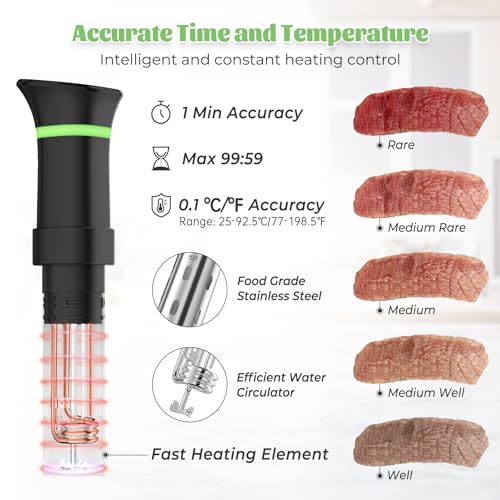 Sous Vide Machines, Immersion Circulators, Precision Cooker, with Recipe,Temperature and Time Digital Display Control, 1000W