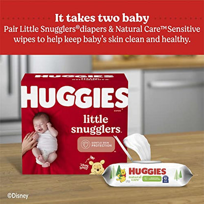 Huggies Natural Care Sensitive Baby Wipes, Unscented, Hypoallergenic, 99% Purified Water, 12 Flip-Top Packs (768 Wipes Total)