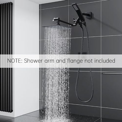 G-Promise All Metal 8" Dual Square Shower Head Combo | Rain Shower Head | Handheld Shower Wand with 71" Fexible Extra Long Hose | Smooth 3-Way Diverter | Adjustable Extension Arm (Oil Rubbed Bronze)