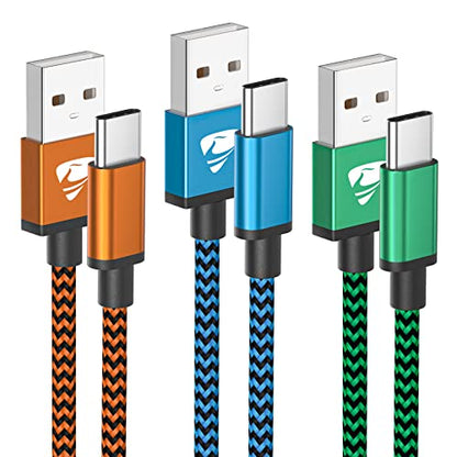 USB C Charger Cable [3 Pack 3ft], Type C Charging Cable Cord, Braided USB A to USB C Cable Fast Charging for Samsung Galaxy S23 S22 S21 S20 S10 A02s A03s A10e A12 A21 A32 A42 A52 A51 A50 A71 Android